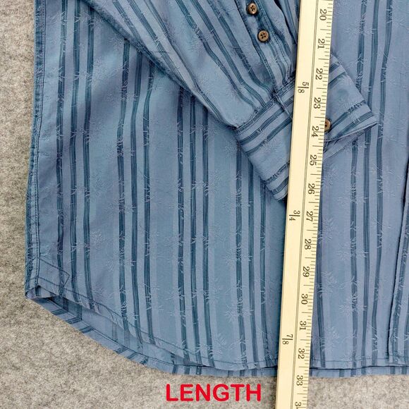 Tommy Bahama Shirt Mens XXL Blue Striped Palm Bamboo Jacquard Long Sleeve Casual - Picture 5 of 10
